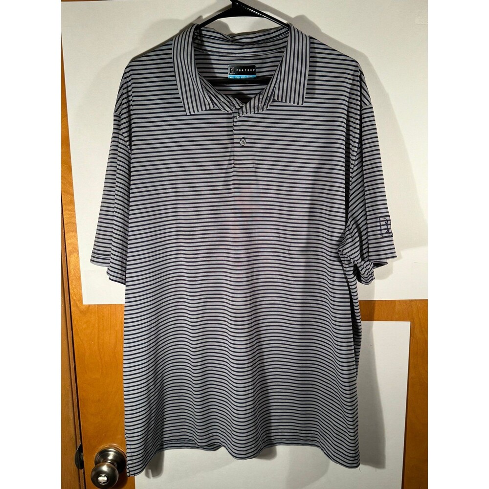 PGA Tour Men’s Golfing Polo Shirt‎ Striped Golf Size XXL Short Sleeve